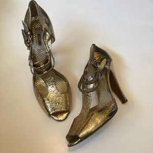 Moschino gold foil heels 8.5